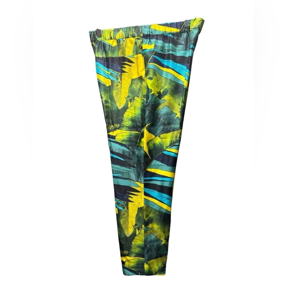 J. Crew 100% silk Jungle Tropical tapered pull on pant size 12 - Picture 9 of 10